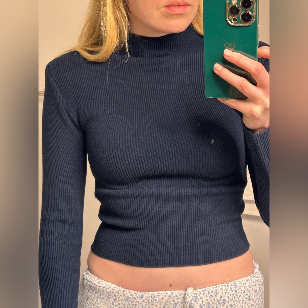 NAKd Claire Rose collection, shoulder padded navy sweater. Worn once!